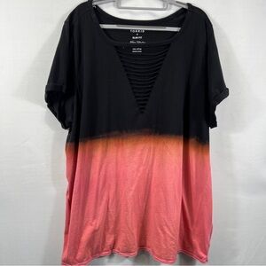 Torrid Black and Pink Gradient "Angel Wings" Tee 0839